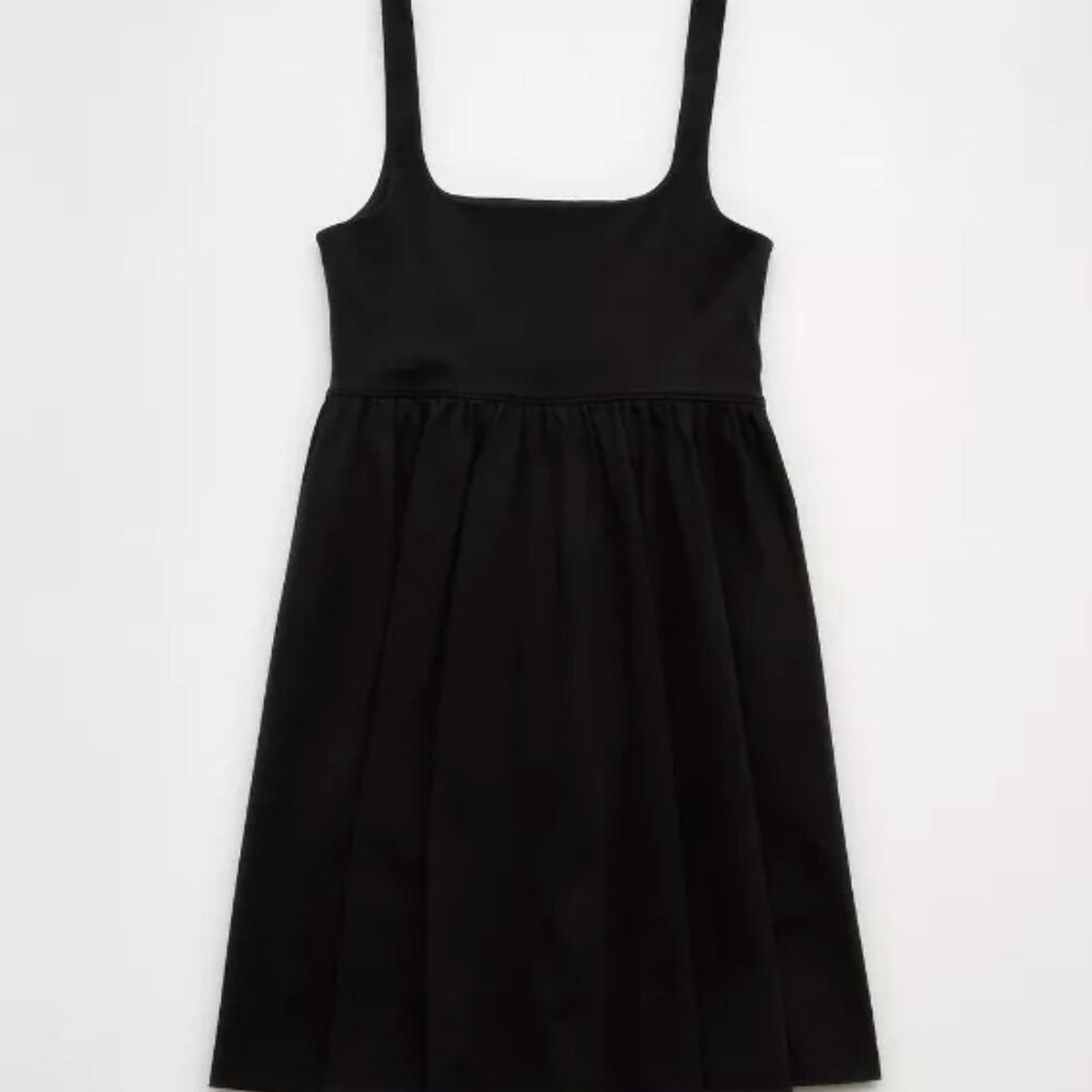 American Eagle Knit Empire Waist Mini Dress - Women's Medium Black